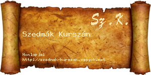 Szedmák Kurszán névjegykártya
